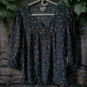 3/4 Sleeve Floral Peasant Top